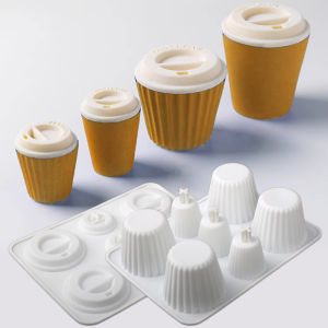 Bakeware Set Striped Coffee Cup or Smooth Coffee Cup Design Silicone Cake Mold Chocolate Dessert Baking Tools Kitchen Supplies