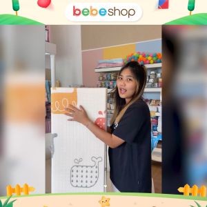 Bebeshop แผ่นรองคลาน รุ่น XPE แบบพับ6 ฟุต" แบบพับ 180x200cm ลายรถ/วาฬ" เก็บขอบเรียบ หนา1.5 ซม. พร้อมกระเป๋าพกพา