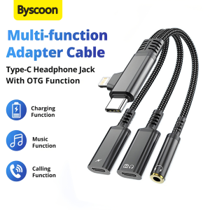 USB C and Lightning to 3.5mm Jack Aux Audio Headphone Adapter with Type C Earphone and ChargingFor iPhone 17 16 15 14 13 Series