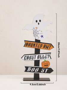 Halloween Tabletop Signpost Decor Pumpkin Ghost Skull Directional Road Sign Ornament Spooky Tabletop Decoration for Home Party