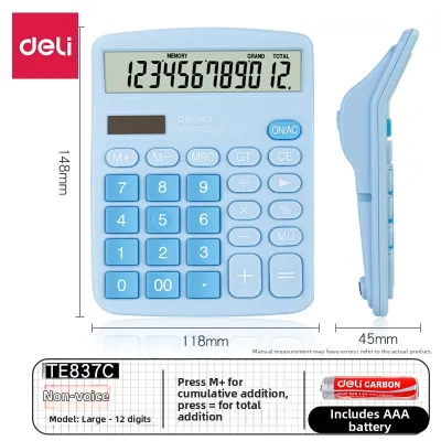deli | Solar Battery Large Screen Easy-to-use Calculator