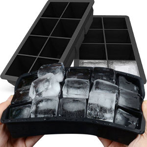 4pcs 8/15 Grid Silicone Ice Cube Tray Large Square Ice Cube Mold Food Grade Reusable Ice Cube Maker Easy Release Flexible Ice Cube Tray for Whiskey and Cocktail