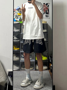 American High Street Hiphop Sporty Mens Casual Loose Straight Leg Five-Quarter Pants Summer Fashion Trend Brand Shorts