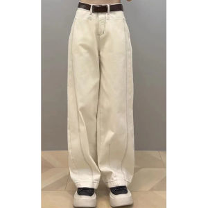 High Waist Straight Leg Jeans Womens Autumn Winter plus Size Loose Wide Leg Bootcut Pants for Pear Shaped Body Slimming