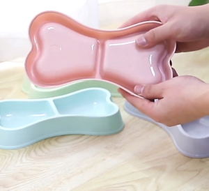 Chén ăn cho Chó Mèo 2 ngăn bằng nhựa (mẫu mới) - Love Pets Shop