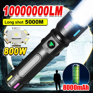 10000000LM Newest High Power LED Flashlights Super Bright USB Rechargeable Tactical Torch Zoom Outdoor Waterproof Camping Lights