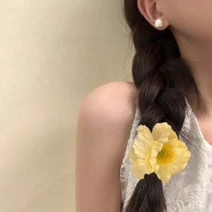 【♡Lovely girls house♡】เครื่องประดับผมดอกไม้สามมิติรูปยางรัดผมกรุบกรอบดอกไม้ฤดูร้อนสไตล์เกาหลี