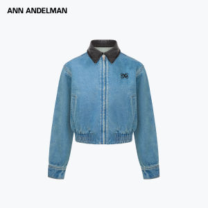 ANN ANDELMAN | Vintage Collar Leather-patched Denim Jacket