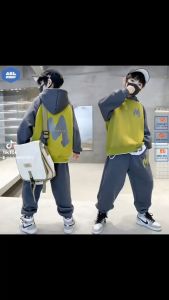 Bộ nỉ bé trai size đại 35-57kg Wangtong bộ thể thao mùa đông cho bé trai phong cách Hàn Quốc