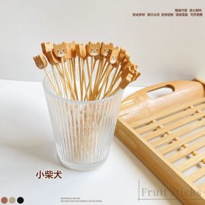 Adorable Shiba Inu Disposable Bamboo Skewers Creative Fruit Skewers High Aesthetic Value Burger Stick Cake Decoration