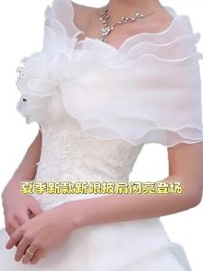 New Wedding Bolero Ruffles Short Women Bridal Cape Red White Cloak Cheap Wedding Accessories