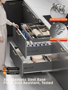 QIANJU | Pull Out Drawer-style Dish Rack 304 Stainless Steel