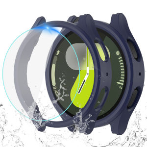 Case+Tempered Glass for Samsung Galaxy Watch 7 40mm 44mm Waterproof PC Matte Cover Protective Bumper Shell for Galaxy Watch 7