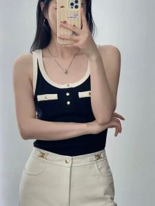 เสื้อกั๊กถักสีดำ เสื้อคลุมกันหนาวผู้หญิง ทรงเข้ารูป สไตล์ฝรั่งเศส ทรงเข้ารูป เสื้อคลุมกันหนาวแฟชั่นสุดไฮเอนด์