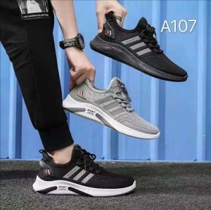 Sepatu Sneakers Pria Cowok Olahraga Sport Sekolah Hitam Putih Fashion Keren Shoes Import Kekinian 39 - 43