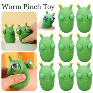 (SG STOCK) Funny Green Eye Caterpillar Pinch Toys Eyeball Burst Squeeze Toy Adult Kids Stress Relief Fidget Toy Creative Decompression Toy
