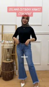 Celana Jeans Cutbray Wanita Softjeans Stretch Mid Rise Ukuran 28-38 Jumbo