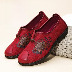 SHIPAILUO | Beijing Ladies Soft Bottom Flat Shoes Anti-Slip Spring Casual Cotton Liner Rubber Outsole Comfortable Elderly Women Footwear