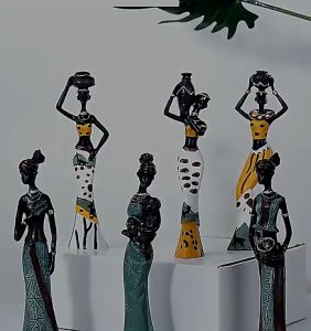 MD MOHS DIAGNOSTICS 3pcs/set African Figurines8.5 Women Decorative Sculptures Candle Holder Centerpieces For Dining Room Table Tribal Lady Statue For Home Decor Western Art AmericanBlack Vintage Gift Doll Candleholder: Home Andamp Kitchen