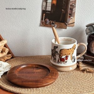 Ceramic Dog Pattern Mug with Spoon Gift