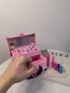 Ramadhan Promotion 33pcs Kids Makeup Set Non-Toxic Washable Cosmetics Toys Pretend Game Princess Eyeshadow Blush Lipstick Makeup Handbag