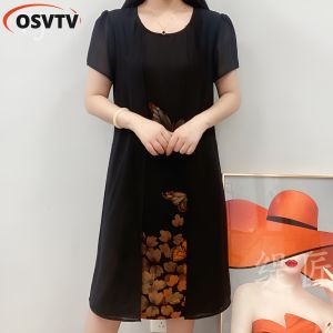 A-line Dresses for Women Flower Chiffon Dress Fake Two-piece Dresses