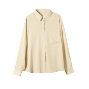 JIANGLU | Loose Fit Silk Satin Shirt Womens Summer Top Breathable Drapey Style Plus Size Slimming Cool Feeling Long Sleeve Korean Style