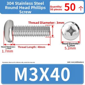 JINJUNTAI | Cross Recessed Flat Head Screw 304 Stainless Steel Machine Screw For Switches and Sockets M1.6