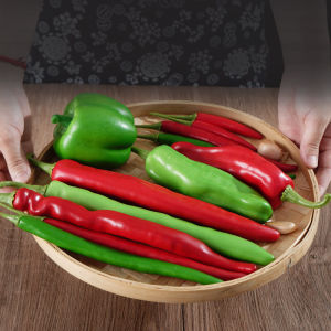 Artificial Pepper Model Bird Pepper Chili Pepper Screw Pepper Green Red Two Twigs of the Chaste Tree Foam Vegetable Imitation Food Props
