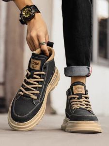 CONGLINSHIZI | Spring Suitable British Vintage High-top Genuine Leather Height Increasing Boots