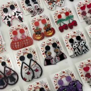 10/20Pairs/Lot Fashion Cute Halloween Spooky Acrylic Dangle Drop Earrings Set Womens Mix Style Festival Party Costume Jewelry