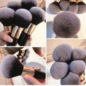 Large Gold & Black Foundation Brush - Big Fluffy Makeup Brush for Liquid Foundation Powder Blush & Bronzer Soft Dense Bristle