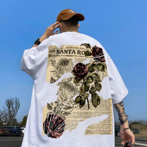 Short Sleeve American High Street Mens Summer Loose Fashion Brand Half Sleeve Mens Undershirt plus Size Pure Cotton T-Shirt