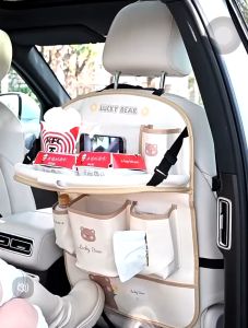 [Giá Sốc]Túi Đựng Đồ Đa Năng Kiêm Bàn Ăn Chất Liệu Da PU Họa Tiết Hoạt Hình Gắn Sau Ghế Xe Hơi