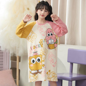 SHAPRA | Long Sleeve Cartoon Dachshund Cotton Nightgown
