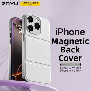 Zoyu | Zoyu Ultra-Thin Magnetic Back Adhesive iPhone Case Protective Cover Rotatable Stand Apple 15/16 Pro Max Compatible Leatherette