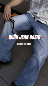 Quần jean quần bò nam nữ ống rộng SUN 95 XANH NHẠT nửa cạp chun phối đồ thoải mái theo phong cách hàn quốc