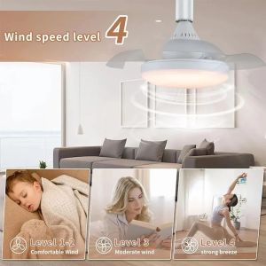 4 Speed Timing Dimmable Retractable Blades Ceiling Fan Light APP Remote E27 Lamp for Bedroom Living Room Indoor Decor
