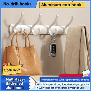Aluminum clothing storage hooks Thickened Version 4-6 Hooks For Hangging Clothes Towel Hanger Bathroom Robe Hook Heavy Duty Kitchen Accessories