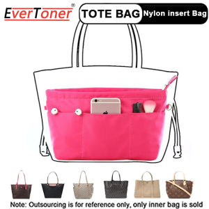 EverToner Bag Insert Organizer Handbag Purse Large Capacity Nylon Cosmetic Bag Portable Finishing Bag Inside Bag