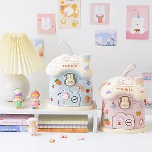 🍄 Piggy Bank in The Shape of A House Cute Piggy Bank Tiny House for Saving Money 🏠Free Stickers*2 Suitable for Birthday Gifts for Children Cute Pig House Shape with Lock Alkansya Ipon Challenge 2024 Piggy Bank