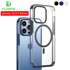 FLOVEME Armor Magnetic Phone Case For iPhone 14 13 Pro Max 14 Plus Transparent Wireless Charger Shockproof Back Cover For iPhone 14 13
