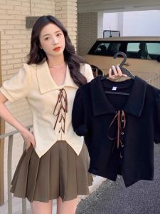 Summer Sweet And Spicy Style Mini Skirt Set Womens Salt System Street Design Short Sleeve Pleated Skirt Two-Piece Set