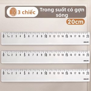 deli | Thước Đo Đa Năng Trong Suốt cho Học Sinh với Thiết Kế Đường Gợn Sóng