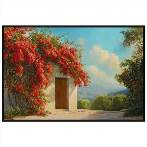 Tranh vẽ tường giàn hoa giấy. Tranh treo tường dán tường sơn dầu tranh trí canvas. CGI-1404