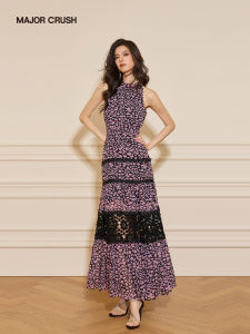 Off-shoulder Waist-shaping Youthful Floral Fish-tail Dress