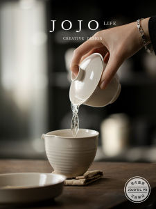 Handmade Japanese Ceramic Gongfu Tea Set Tea Cup Heat Resistant Cover Bowl Vintage Style Tea Utensils Jojos L PD