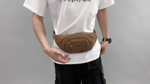 TOPP Canvas Belt Bag for Men Large Capacity Crossbody Bag Sport Running Chest&Waist Bag Khaki Wear-resistant Belt Fanny Pack