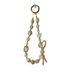 Premium original design ins retro champagne crystal light luxury mobile phone chain boutique car keychain hanging decoration