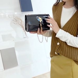 Korean fashion new small square bag flower tassel net red envelope laser glitter crossbody bag